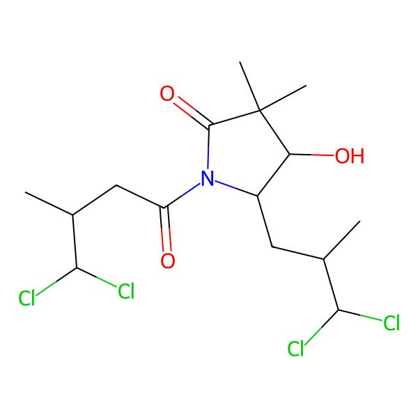 2D Structure of 1-(4,4-Dichloro-3-methylbutanoyl)-5-(3,3-dichloro-2-methylpropyl)-4-hydroxy-3,3-dimethylpyrrolidin-2-one