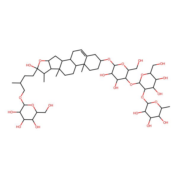 2D Structure of (2S,3R,4R,5R,6S)-2-[(2S,3R,4S,5S,6R)-2-[(2R,3S,4R,5R,6R)-4,5-dihydroxy-2-(hydroxymethyl)-6-[[(1S,2S,4S,6S,7S,8R,9S,12S,13R,16S)-6-hydroxy-7,9,13-trimethyl-6-[(3R)-3-methyl-4-[(2R,3R,4S,5S,6R)-3,4,5-trihydroxy-6-(hydroxymethyl)oxan-2-yl]oxybutyl]-5-oxapentacyclo[10.8.0.02,9.04,8.013,18]icos-18-en-16-yl]oxy]oxan-3-yl]oxy-4,5-dihydroxy-6-(hydroxymethyl)oxan-3-yl]oxy-6-methyloxane-3,4,5-triol