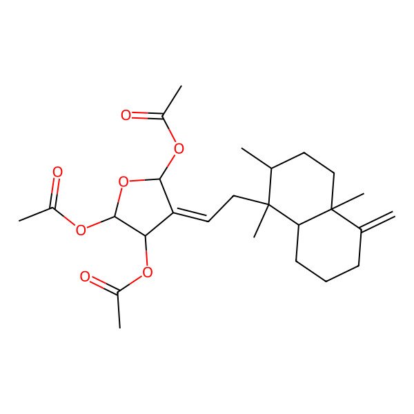 2D Structure of [2,5-diacetyloxy-4-[2-(1,2,4a-trimethyl-5-methylidene-3,4,6,7,8,8a-hexahydro-2H-naphthalen-1-yl)ethylidene]oxolan-3-yl] acetate