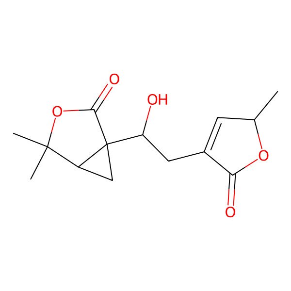 2D Structure of (1S,5R)-1-[(1R)-1-hydroxy-2-[(2S)-2-methyl-5-oxo-2H-furan-4-yl]ethyl]-4,4-dimethyl-3-oxabicyclo[3.1.0]hexan-2-one