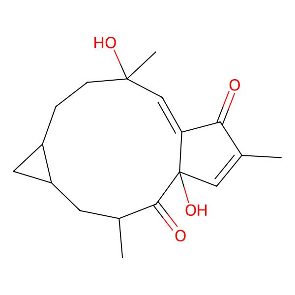2D Structure of (1S,3R,5R,7R,10S,11E)-1,10-dihydroxy-3,10,14-trimethyltricyclo[10.3.0.05,7]pentadeca-11,14-diene-2,13-dione