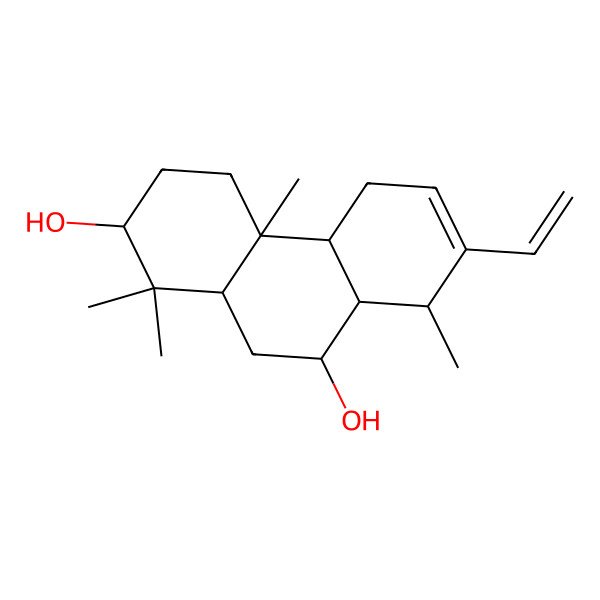 2D Structure of (2S,4aR,4bS,8R,8aS,9S,10aR)-7-ethenyl-1,1,4a,8-tetramethyl-2,3,4,4b,5,8,8a,9,10,10a-decahydrophenanthrene-2,9-diol