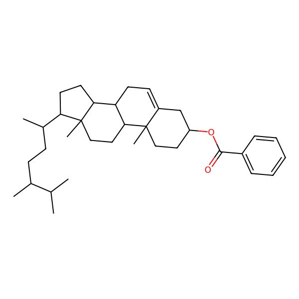 2D Structure of [(3S,8S,9R,10R,13S,14S,17S)-17-[(2R,5R)-5,6-dimethylheptan-2-yl]-10,13-dimethyl-2,3,4,7,8,9,11,12,14,15,16,17-dodecahydro-1H-cyclopenta[a]phenanthren-3-yl] benzoate