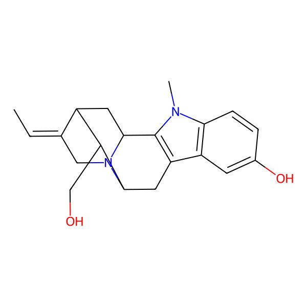 2D Structure of (1R,12R,13S,14S,15E)-15-ethylidene-13-(hydroxymethyl)-3-methyl-3,17-diazapentacyclo[12.3.1.02,10.04,9.012,17]octadeca-2(10),4(9),5,7-tetraen-7-ol