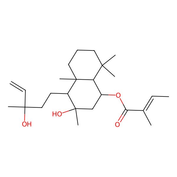 2D Structure of [3-hydroxy-4-(3-hydroxy-3-methylpent-4-enyl)-3,4a,8,8-tetramethyl-2,4,5,6,7,8a-hexahydro-1H-naphthalen-1-yl] 2-methylbut-2-enoate