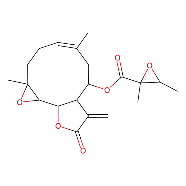 2D Structure of (4,8-Dimethyl-12-methylidene-13-oxo-3,14-dioxatricyclo[9.3.0.02,4]tetradec-7-en-10-yl) 2,3-dimethyloxirane-2-carboxylate
