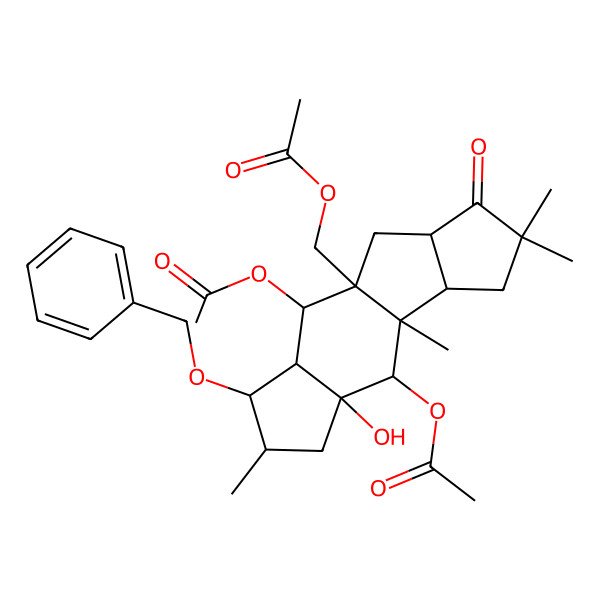 2D Structure of [(1R,2R,3R,4S,5S,7R,8R,9S,10R,14R)-2,8-diacetyloxy-7-hydroxy-5,9,12,12-tetramethyl-13-oxo-4-phenylmethoxy-1-tetracyclo[7.6.0.03,7.010,14]pentadecanyl]methyl acetate