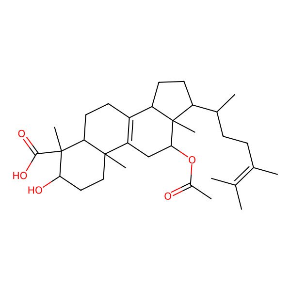 2D Structure of 4,24-Dimethyl-5alpha-cholest-8(9),24(25)-dien-12beta-acetoxy-3beta-ol-29-oic acid