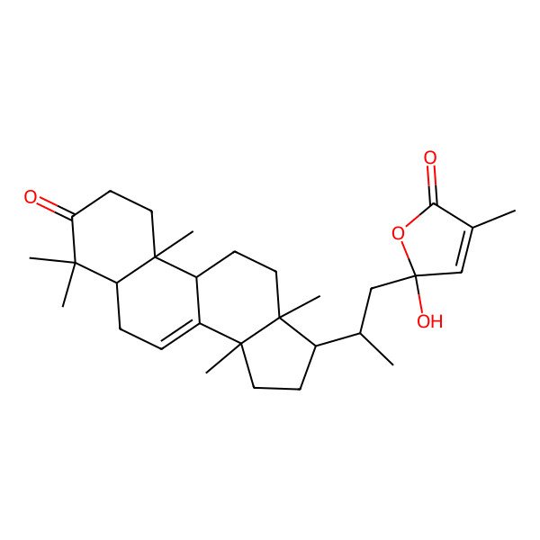2D Structure of (5S)-5-hydroxy-3-methyl-5-[(2R)-2-[(5S,9S,10R,13R,14R,17R)-4,4,10,13,14-pentamethyl-3-oxo-1,2,5,6,9,11,12,15,16,17-decahydrocyclopenta[a]phenanthren-17-yl]propyl]furan-2-one