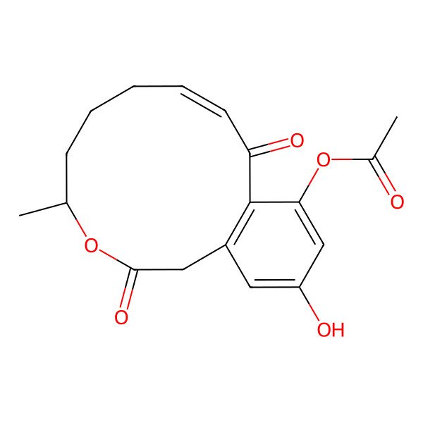 2D Structure of [(5S,9E)-15-hydroxy-5-methyl-3,11-dioxo-4-oxabicyclo[10.4.0]hexadeca-1(12),9,13,15-tetraen-13-yl] acetate
