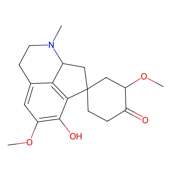 2D Structure of (2S,2'S,4S)-11-hydroxy-2',10-dimethoxy-5-methylspiro[5-azatricyclo[6.3.1.04,12]dodeca-1(12),8,10-triene-2,4'-cyclohexane]-1'-one