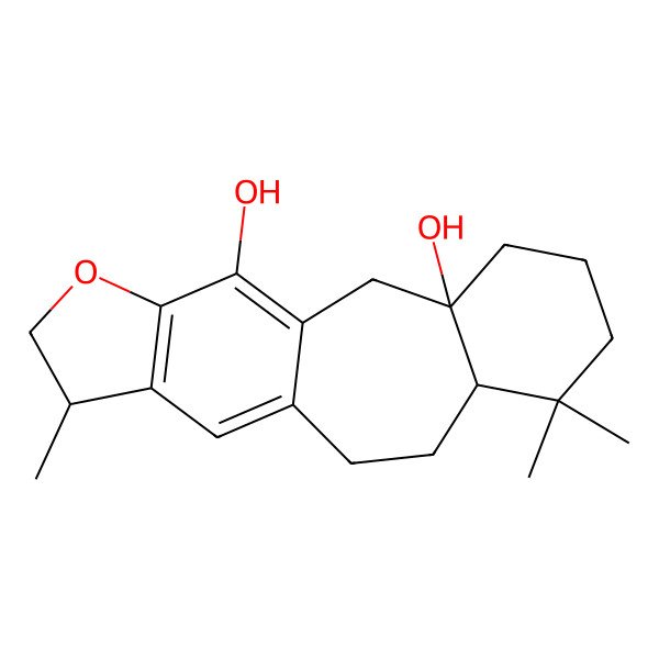2D Structure of (3S,8S,14R)-7,7,14-trimethyl-16-oxatetracyclo[9.7.0.03,8.013,17]octadeca-1(18),11,13(17)-triene-3,18-diol