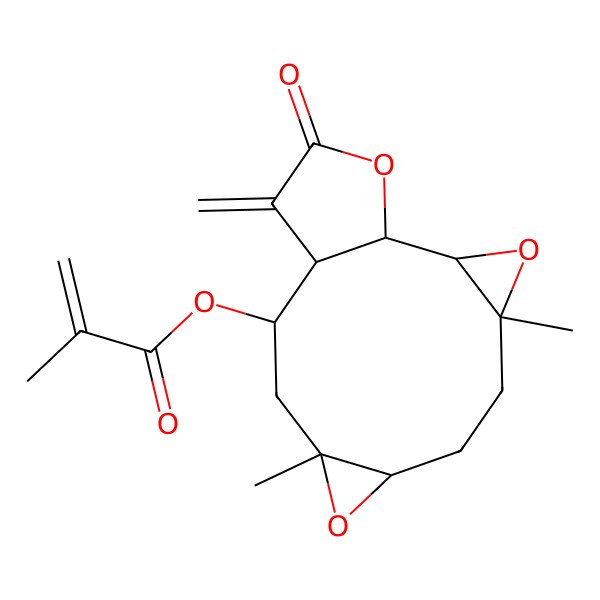 2D Structure of [(1S,2R,4R,7R,9R,11S,12R)-4,9-dimethyl-13-methylidene-14-oxo-3,8,15-trioxatetracyclo[10.3.0.02,4.07,9]pentadecan-11-yl] 2-methylprop-2-enoate