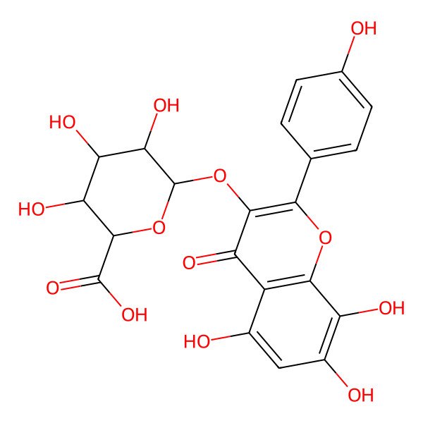 2D Structure of (2S,3S,4S,5R,6S)-3,4,5-trihydroxy-6-[5,7,8-trihydroxy-2-(4-hydroxyphenyl)-4-oxochromen-3-yl]oxyoxane-2-carboxylic acid