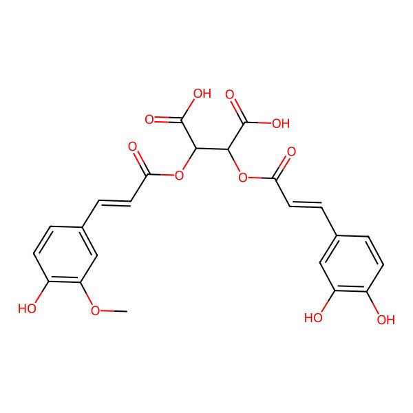 2D Structure of 2-[3-(3,4-Dihydroxyphenyl)prop-2-enoyloxy]-3-[3-(4-hydroxy-3-methoxyphenyl)prop-2-enoyloxy]butanedioic acid