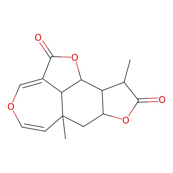2D Structure of (1R,9S,11S,14R,15S,16S)-9,14-dimethyl-2,6,12-trioxatetracyclo[7.6.1.04,16.011,15]hexadeca-4,7-diene-3,13-dione