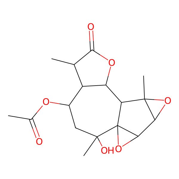 2D Structure of [(1S,2R,4S,5R,6R,9S,10S,11R,13S,14R)-2-hydroxy-2,6,11-trimethyl-7-oxo-8,12,15-trioxapentacyclo[8.5.0.01,14.05,9.011,13]pentadecan-4-yl] acetate