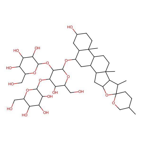 2D Structure of 2-[3-Hydroxy-2-(hydroxymethyl)-6-(16-hydroxy-5',7,9,13-tetramethylspiro[5-oxapentacyclo[10.8.0.02,9.04,8.013,18]icosane-6,2'-oxane]-19-yl)oxy-5-[3,4,5-trihydroxy-6-(hydroxymethyl)oxan-2-yl]oxyoxan-4-yl]oxy-6-(hydroxymethyl)oxane-3,4,5-triol