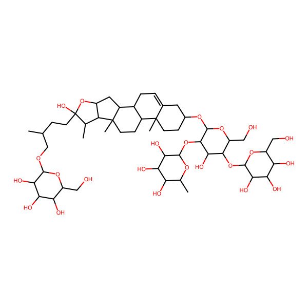 2D Structure of (2S,3R,4R,5R,6S)-2-[(2R,3R,4S,5S,6R)-4-hydroxy-6-(hydroxymethyl)-2-[[(1S,2S,4S,6R,7S,8S,9S,12S,13R,16S)-6-hydroxy-7,9,13-trimethyl-6-[(3R)-3-methyl-4-[(2S,3R,4S,5S,6R)-3,4,5-trihydroxy-6-(hydroxymethyl)oxan-2-yl]oxybutyl]-5-oxapentacyclo[10.8.0.02,9.04,8.013,18]icos-18-en-16-yl]oxy]-5-[(2S,3R,4S,5S,6R)-3,4,5-trihydroxy-6-(hydroxymethyl)oxan-2-yl]oxyoxan-3-yl]oxy-6-methyloxane-3,4,5-triol