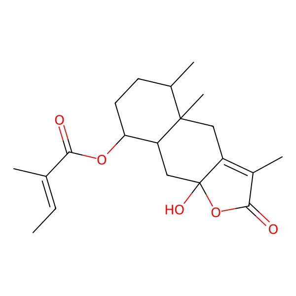 2D Structure of [(4aR,5S,8S,8aR,9aS)-9a-hydroxy-3,4a,5-trimethyl-2-oxo-5,6,7,8,8a,9-hexahydro-4H-benzo[f][1]benzofuran-8-yl] (Z)-2-methylbut-2-enoate