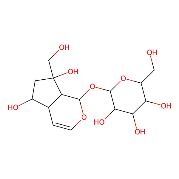 2D Structure of 2-[[5,7-dihydroxy-7-(hydroxymethyl)-4a,5,6,7a-tetrahydro-1H-cyclopenta[c]pyran-1-yl]oxy]-6-(hydroxymethyl)oxane-3,4,5-triol