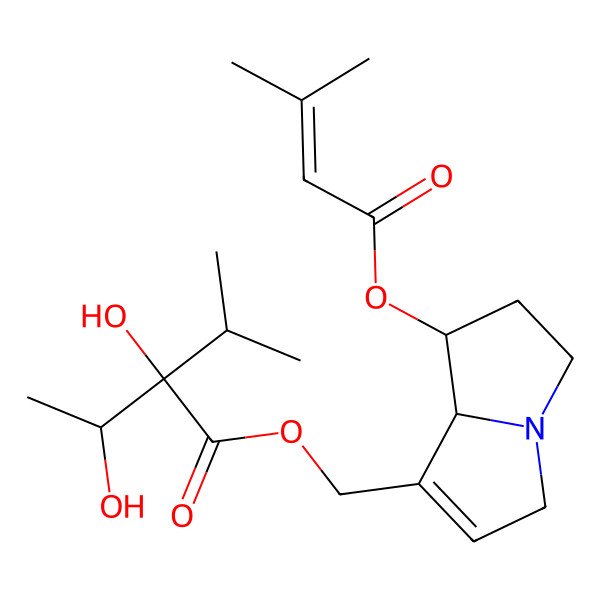 2D Structure of [7-(3-methylbut-2-enoyloxy)-5,6,7,8-tetrahydro-3H-pyrrolizin-1-yl]methyl 2-hydroxy-2-(1-hydroxyethyl)-3-methylbutanoate