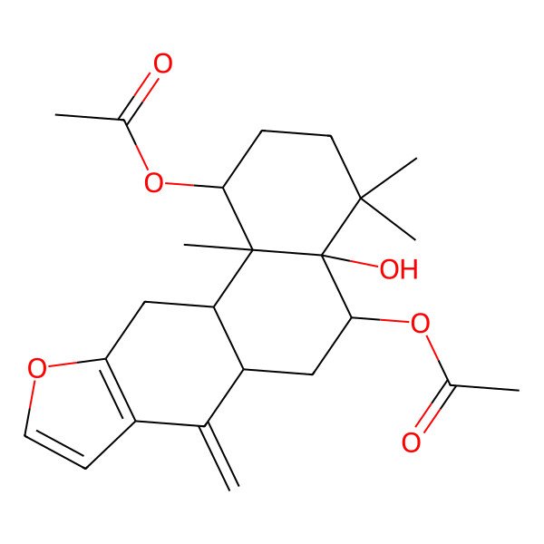 2D Structure of (5-Acetyloxy-4a-hydroxy-4,4,11b-trimethyl-7-methylidene-1,2,3,5,6,6a,11,11a-octahydronaphtho[2,1-f][1]benzofuran-1-yl) acetate