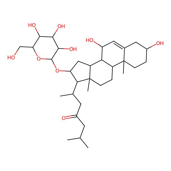 2D Structure of 2-[3,7-dihydroxy-10,13-dimethyl-16-[3,4,5-trihydroxy-6-(hydroxymethyl)oxan-2-yl]oxy-2,3,4,7,8,9,11,12,14,15,16,17-dodecahydro-1H-cyclopenta[a]phenanthren-17-yl]-6-methylheptan-4-one