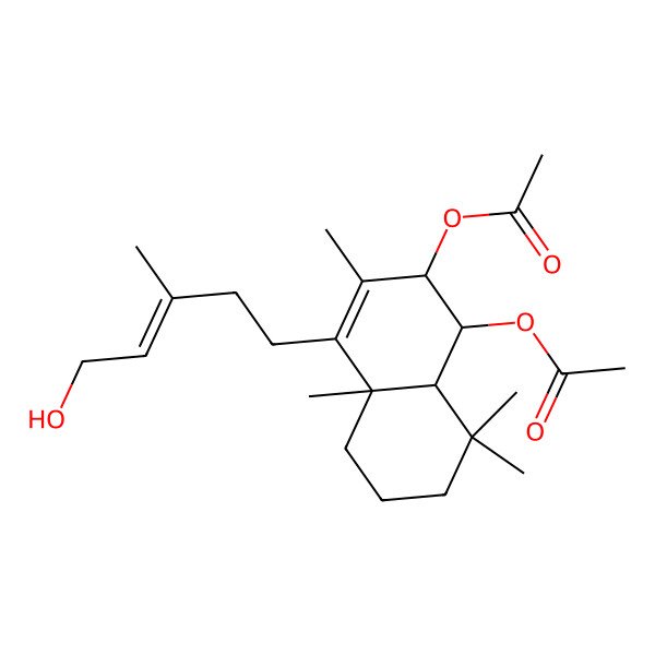 2D Structure of [(1S,2S,4aS,8aS)-2-acetyloxy-4-[(E)-5-hydroxy-3-methylpent-3-enyl]-3,4a,8,8-tetramethyl-1,2,5,6,7,8a-hexahydronaphthalen-1-yl] acetate