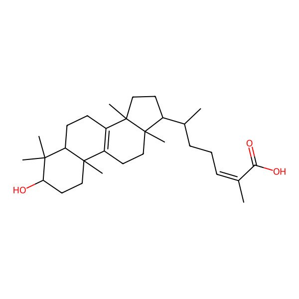2D Structure of (Z,6R)-6-[(3S,5R,10S,13R,14R,17R)-3-hydroxy-4,4,10,13,14-pentamethyl-2,3,5,6,7,11,12,15,16,17-decahydro-1H-cyclopenta[a]phenanthren-17-yl]-2-methylhept-2-enoic acid