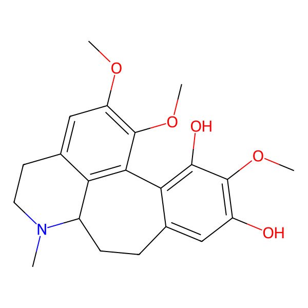 2D Structure of (10S)-4,16,17-trimethoxy-11-methyl-11-azatetracyclo[8.7.1.02,7.014,18]octadeca-1(18),2,4,6,14,16-hexaene-3,5-diol