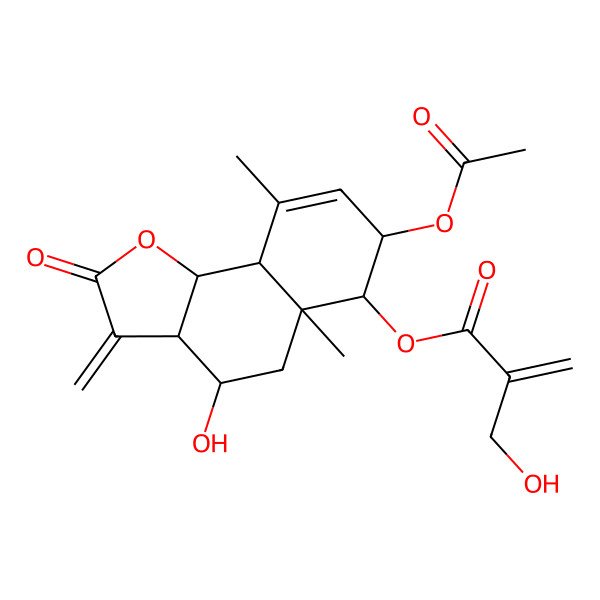 2D Structure of (7-acetyloxy-4-hydroxy-5a,9-dimethyl-3-methylidene-2-oxo-4,5,6,7,9a,9b-hexahydro-3aH-benzo[g][1]benzofuran-6-yl) 2-(hydroxymethyl)prop-2-enoate