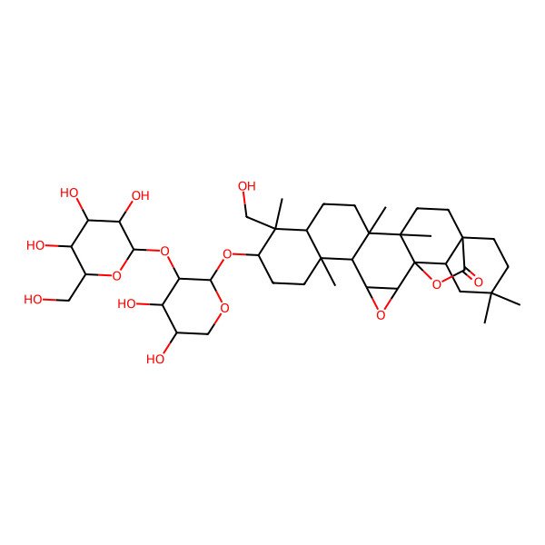 2D Structure of (1S,2S,4S,5R,6S,9S,10R,11R,14R,15S,18S,23R)-9-[(2S,3R,4S,5S)-4,5-dihydroxy-3-[(2S,3R,4S,5S,6R)-3,4,5-trihydroxy-6-(hydroxymethyl)oxan-2-yl]oxyoxan-2-yl]oxy-10-(hydroxymethyl)-6,10,14,15,21,21-hexamethyl-3,24-dioxaheptacyclo[16.5.2.01,15.02,4.05,14.06,11.018,23]pentacosan-25-one