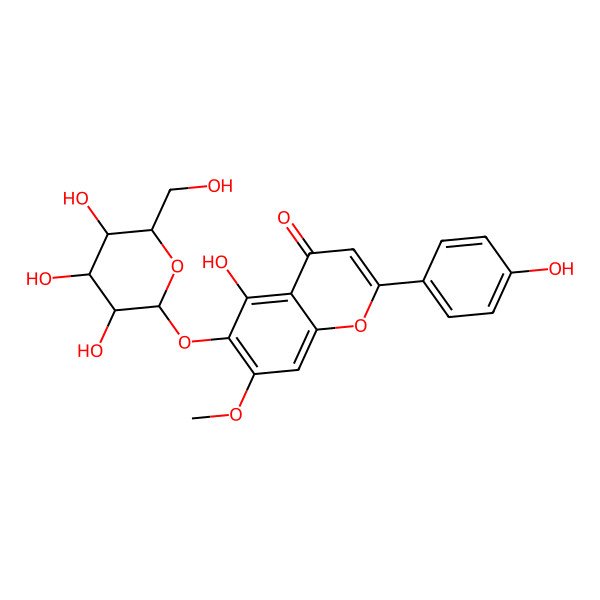 2D Structure of 5-hydroxy-2-(4-hydroxyphenyl)-7-methoxy-6-[(2R,3S,4R,5R,6S)-3,4,5-trihydroxy-6-(hydroxymethyl)oxan-2-yl]oxychromen-4-one