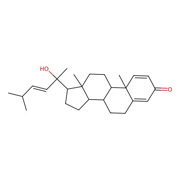 2D Structure of 17-(2-Hydroxy-5-methylhex-3-en-2-yl)-10,13-dimethyl-6,7,8,9,11,12,14,15,16,17-decahydrocyclopenta[a]phenanthren-3-one