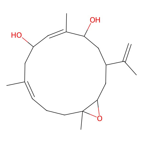2D Structure of (1R,3R,5S,6Z,8R,10Z,14S)-6,10,14-trimethyl-3-prop-1-en-2-yl-15-oxabicyclo[12.1.0]pentadeca-6,10-diene-5,8-diol