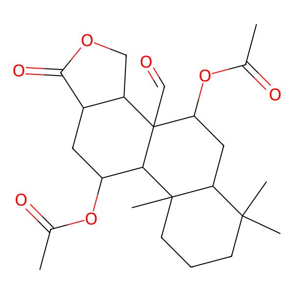 2D Structure of [(3aR,3bR,4S,5aS,9aS,9bR,10S,11aR)-4-acetyloxy-3b-formyl-6,6,9a-trimethyl-1-oxo-3,3a,4,5,5a,7,8,9,9b,10,11,11a-dodecahydronaphtho[2,1-e][2]benzofuran-10-yl] acetate