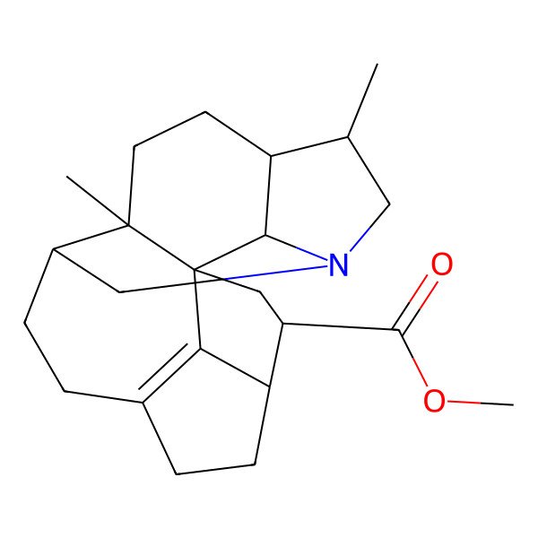 2D Structure of methyl (1S,3S,4R,10R,14S,15S,18R,19R)-14,18-dimethyl-12-azahexacyclo[10.6.1.11,4.010,18.015,19.07,20]icos-7(20)-ene-3-carboxylate