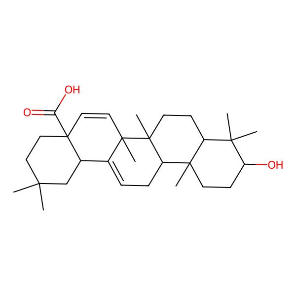 2D Structure of (4aS,6aR,6aS,6bR,8aR,10S,12aR,14bS)-10-hydroxy-2,2,6a,6b,9,9,12a-heptamethyl-1,3,4,6a,7,8,8a,10,11,12,13,14b-dodecahydropicene-4a-carboxylic acid