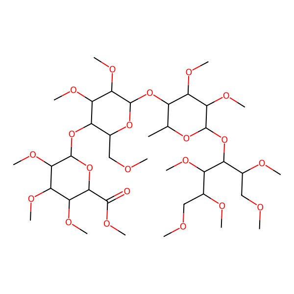 2D Structure of Methyl 6-[6-[4,5-dimethoxy-2-methyl-6-(1,2,4,5,6-pentamethoxyhexan-3-yloxy)oxan-3-yl]oxy-4,5-dimethoxy-2-(methoxymethyl)oxan-3-yl]oxy-3,4,5-trimethoxyoxane-2-carboxylate