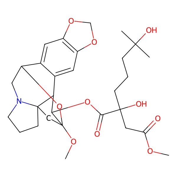 2D Structure of 1-O-[(1R,11S,12S,13R,15S)-13-methoxy-5,7,21-trioxa-19-azahexacyclo[11.7.1.02,10.04,8.011,15.015,19]henicosa-2,4(8),9-trien-12-yl] 4-O-methyl (2R)-2-hydroxy-2-(4-hydroxy-4-methylpentyl)butanedioate