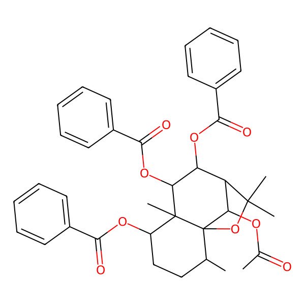 2D Structure of [(1S,2R,5S,6S,7S,8R,9R,12R)-12-acetyloxy-7,8-dibenzoyloxy-2,6,10,10-tetramethyl-11-oxatricyclo[7.2.1.01,6]dodecan-5-yl] benzoate