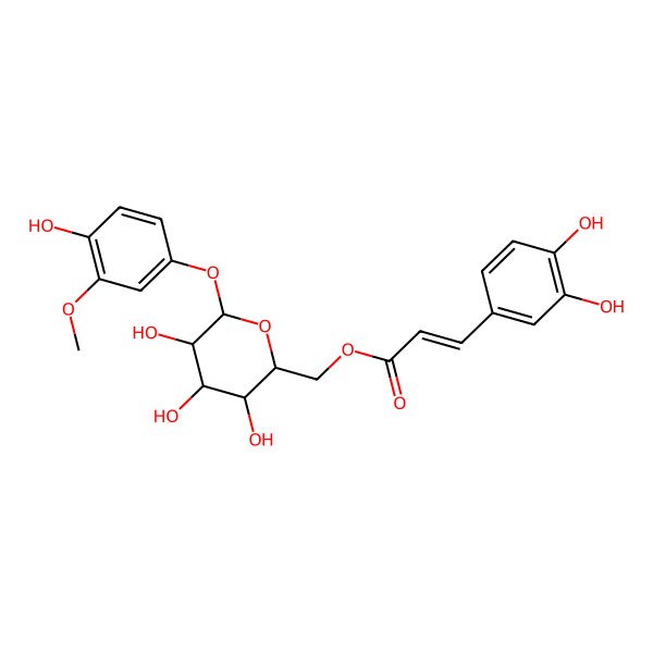 2D Structure of [3,4,5-Trihydroxy-6-(4-hydroxy-3-methoxyphenoxy)oxan-2-yl]methyl 3-(3,4-dihydroxyphenyl)prop-2-enoate