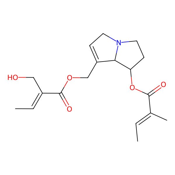 2D Structure of [(7R,8R)-7-[(Z)-2-methylbut-2-enoyl]oxy-5,6,7,8-tetrahydro-3H-pyrrolizin-1-yl]methyl (E)-2-(hydroxymethyl)but-2-enoate