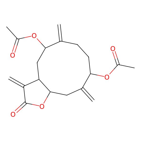 2D Structure of (5-Acetyloxy-3,6,10-trimethylidene-2-oxo-3a,4,5,7,8,9,11,11a-octahydrocyclodeca[b]furan-9-yl) acetate