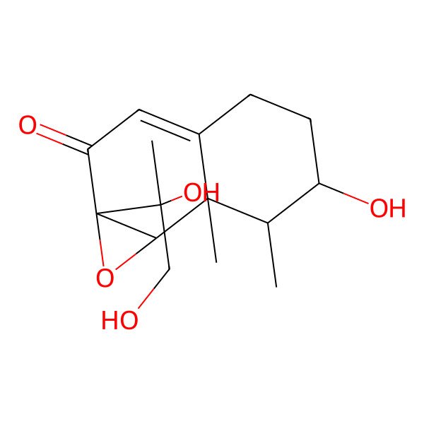 2D Structure of (1aS,6R,7R,7aR,7bR)-1a-[(2S)-1,2-dihydroxypropan-2-yl]-6-hydroxy-7,7a-dimethyl-5,6,7,7b-tetrahydro-4H-naphtho[1,2-b]oxiren-2-one
