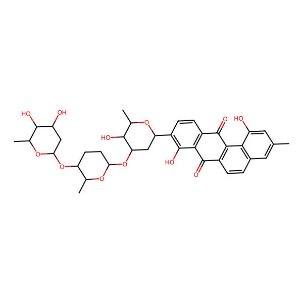 2D Structure of 9-[4-[5-(4,5-Dihydroxy-6-methyloxan-2-yl)oxy-6-methyloxan-2-yl]oxy-5-hydroxy-6-methyloxan-2-yl]-1,8-dihydroxy-3-methylbenzo[a]anthracene-7,12-dione