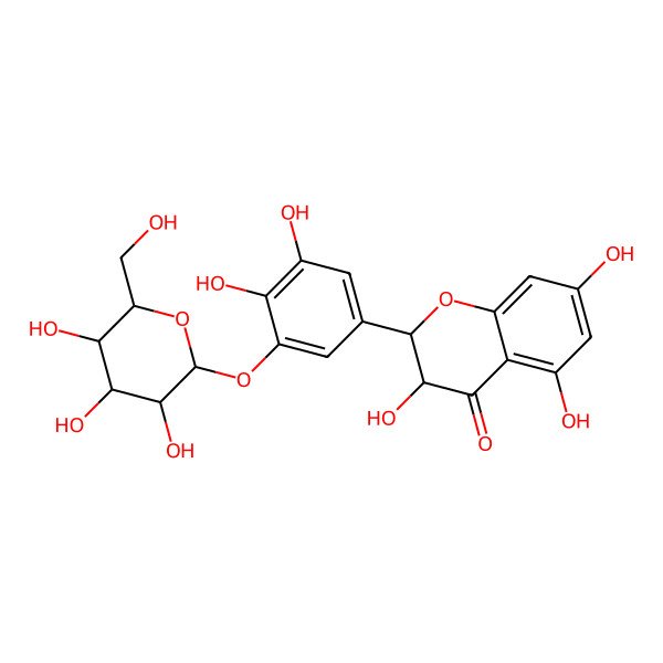 2D Structure of 2-[3,4-Dihydroxy-5-[3,4,5-trihydroxy-6-(hydroxymethyl)oxan-2-yl]oxyphenyl]-3,5,7-trihydroxy-2,3-dihydrochromen-4-one