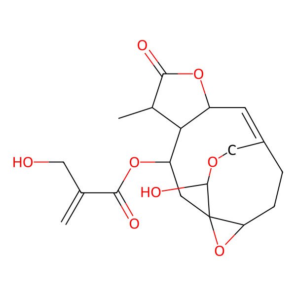 2D Structure of [(1R,3S,4R,5S,8R,9Z,13R,15S)-15-hydroxy-5-methyl-6-oxo-7,14,16-trioxatetracyclo[8.4.3.01,13.04,8]heptadec-9-en-3-yl] 2-(hydroxymethyl)prop-2-enoate