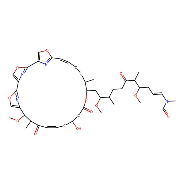 2D Structure of N-[(E,4R,5R,9S,10S)-11-[(10S,11R,13E,16S,20S,21R,24E)-16-hydroxy-10-methoxy-11,21-dimethyl-12,18-dioxo-3,7,19,27-tetraoxa-29,30,31-triazatetracyclo[24.2.1.12,5.16,9]hentriaconta-1(28),2(31),4,6(30),8,13,24,26(29)-octaen-20-yl]-4,10-dimethoxy-5,9-dimethyl-6-oxoundec-1-enyl]-N-methylformamide